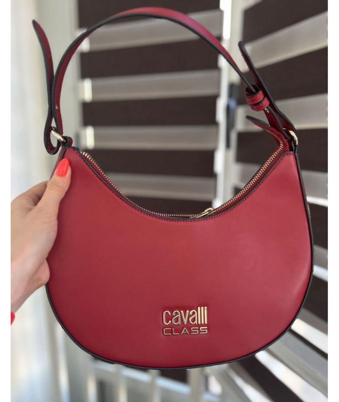 CAVALLI CLASS Красная кожаная сумка с короткими ручками, фото 2