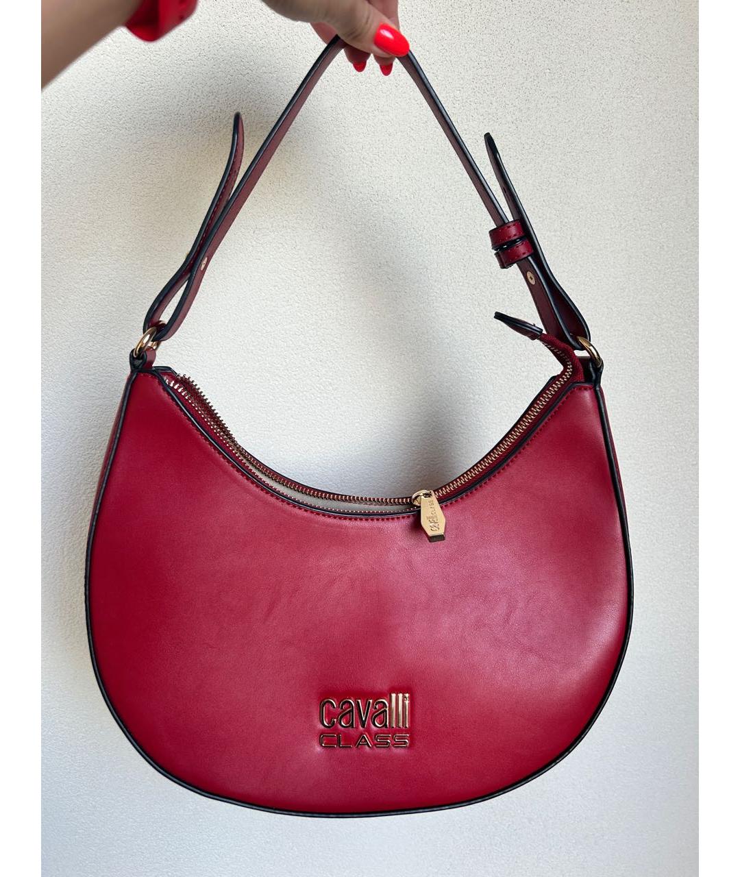CAVALLI CLASS Красная кожаная сумка с короткими ручками, фото 8
