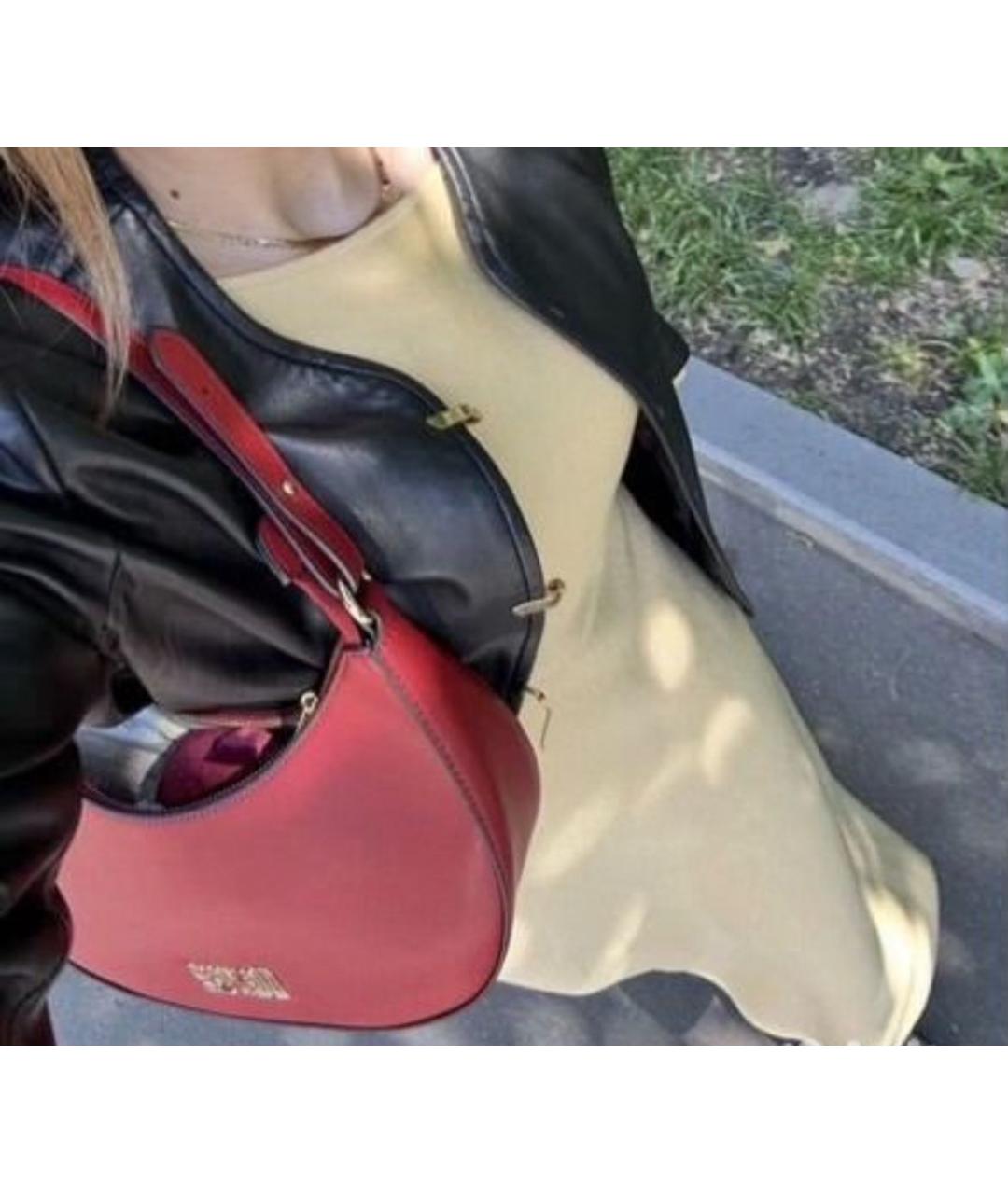 CAVALLI CLASS Красная кожаная сумка с короткими ручками, фото 7
