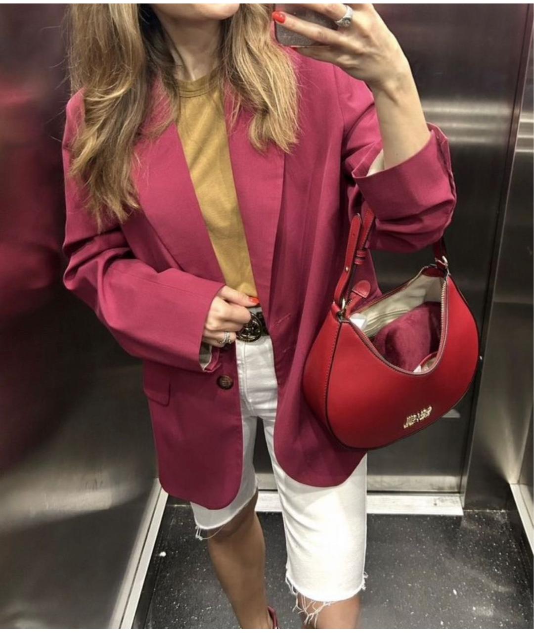 CAVALLI CLASS Красная кожаная сумка с короткими ручками, фото 6