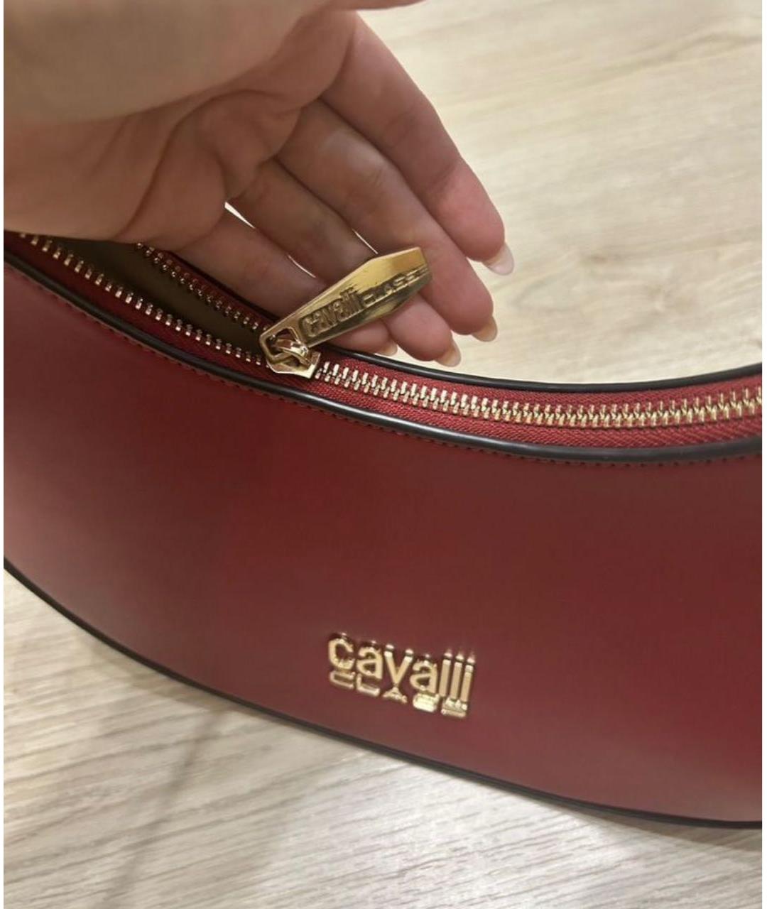 CAVALLI CLASS Красная кожаная сумка с короткими ручками, фото 5