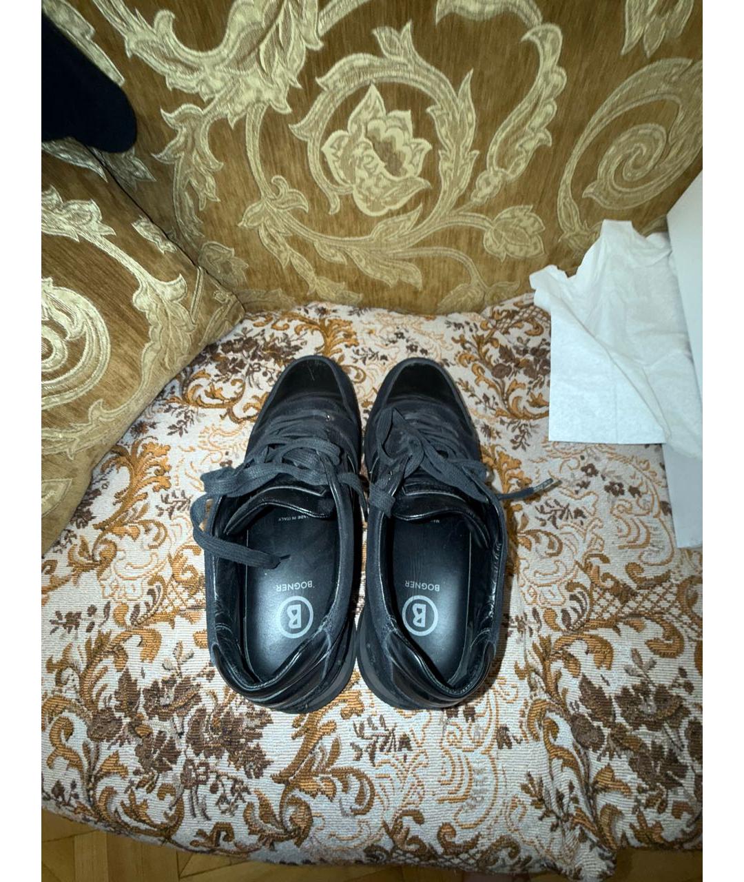 BOGNER Черные кожаные низкие кроссовки / кеды, фото 3