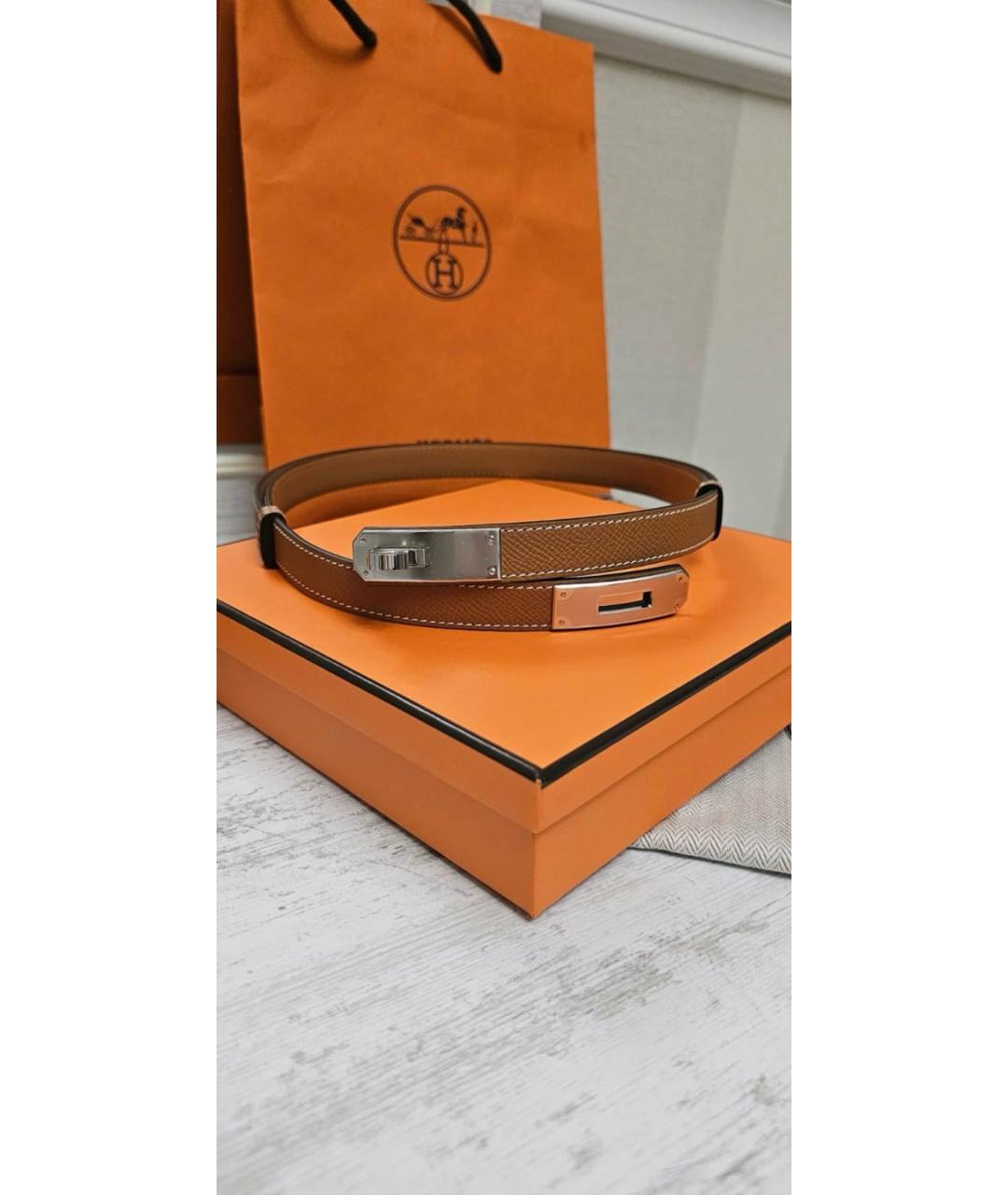 HERMES Коричневый кожаный ремень, фото 3