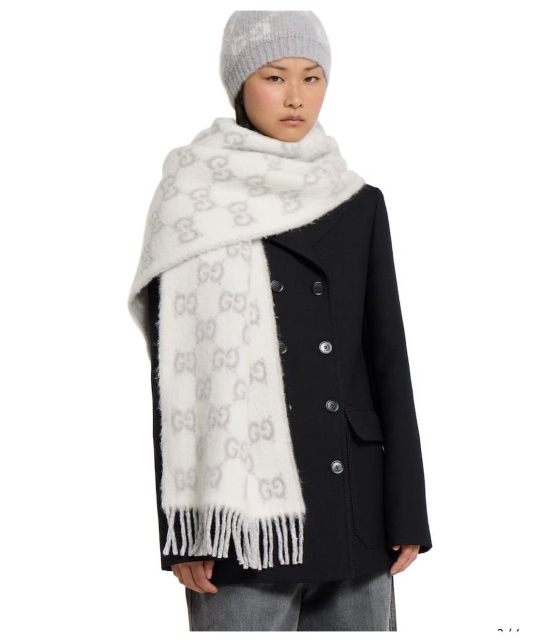 GUCCI Серый шарф, фото 3