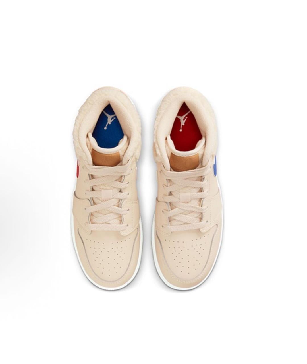 JORDAN Бежевые кожаные кеды, фото 4