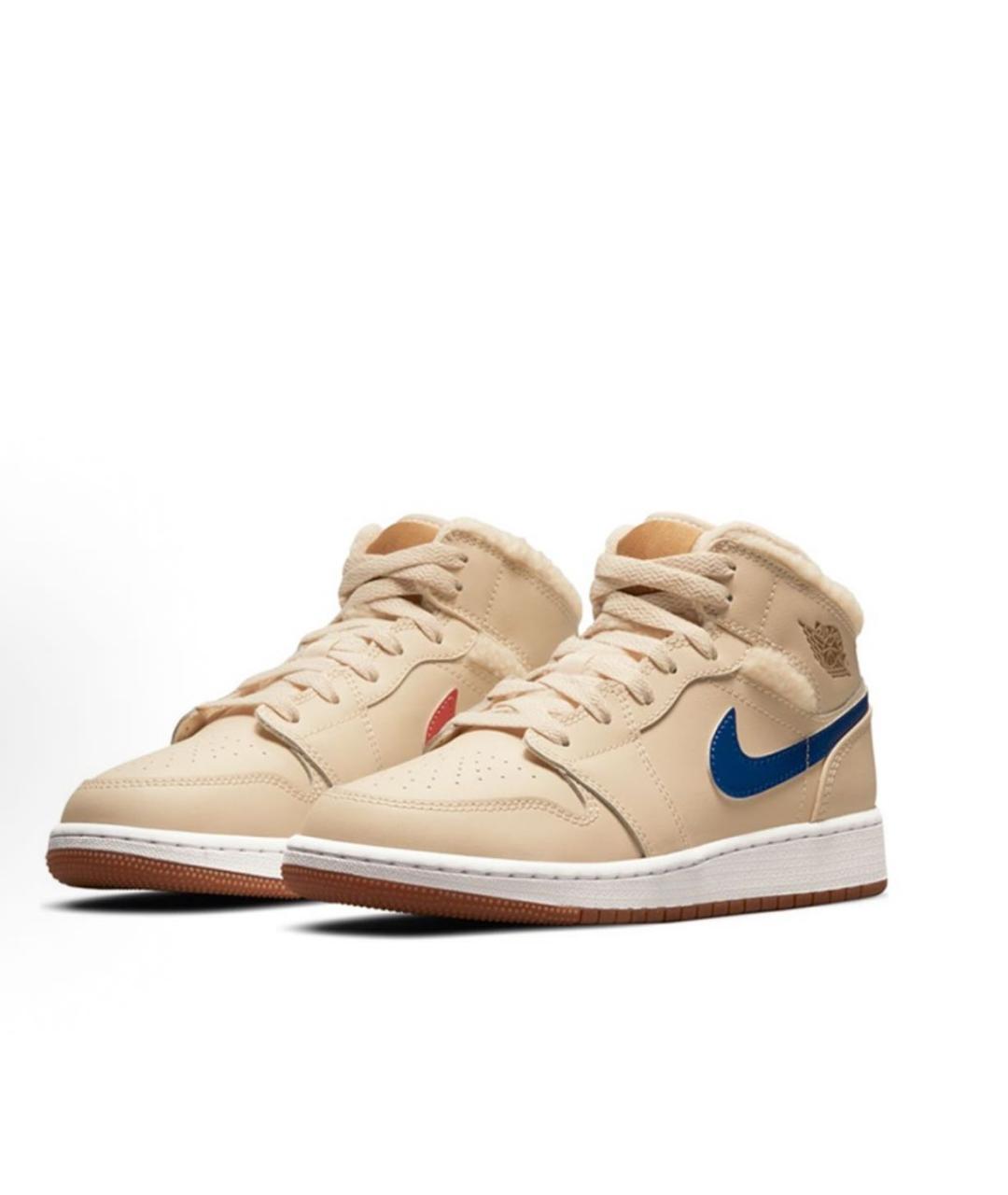 JORDAN Бежевые кожаные кеды, фото 2