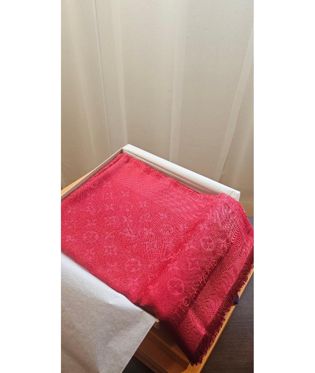 LOUIS VUITTON Красный шерстяной платок, фото 4
