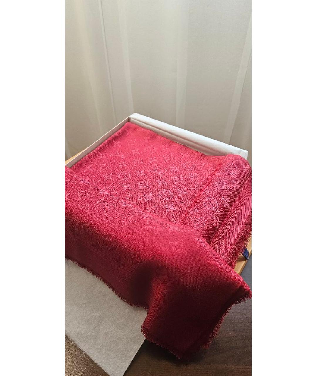 LOUIS VUITTON Красный шерстяной платок, фото 2