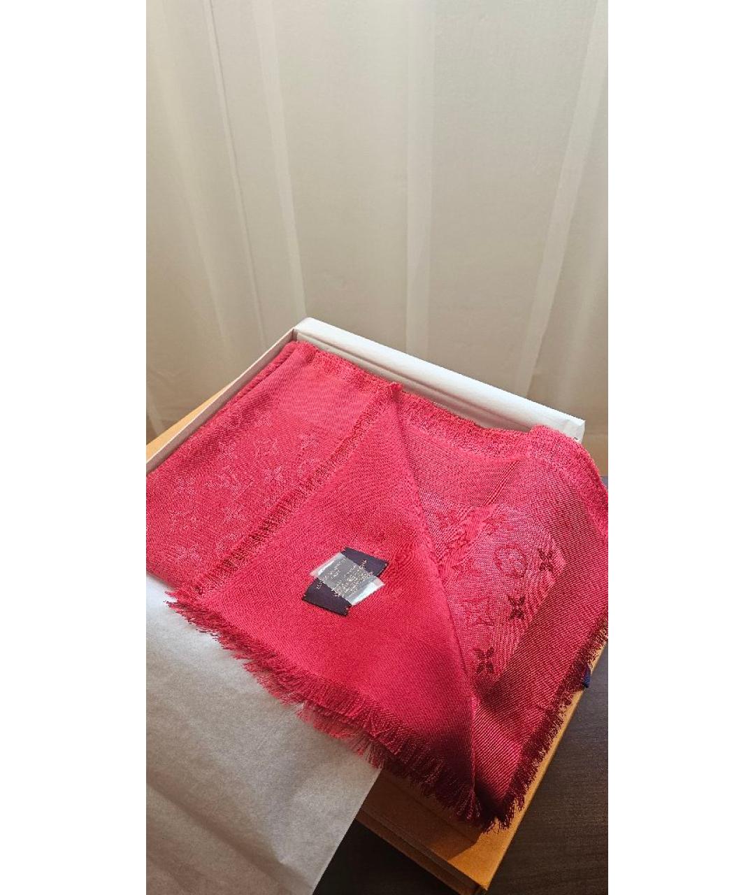 LOUIS VUITTON Красный шерстяной платок, фото 3