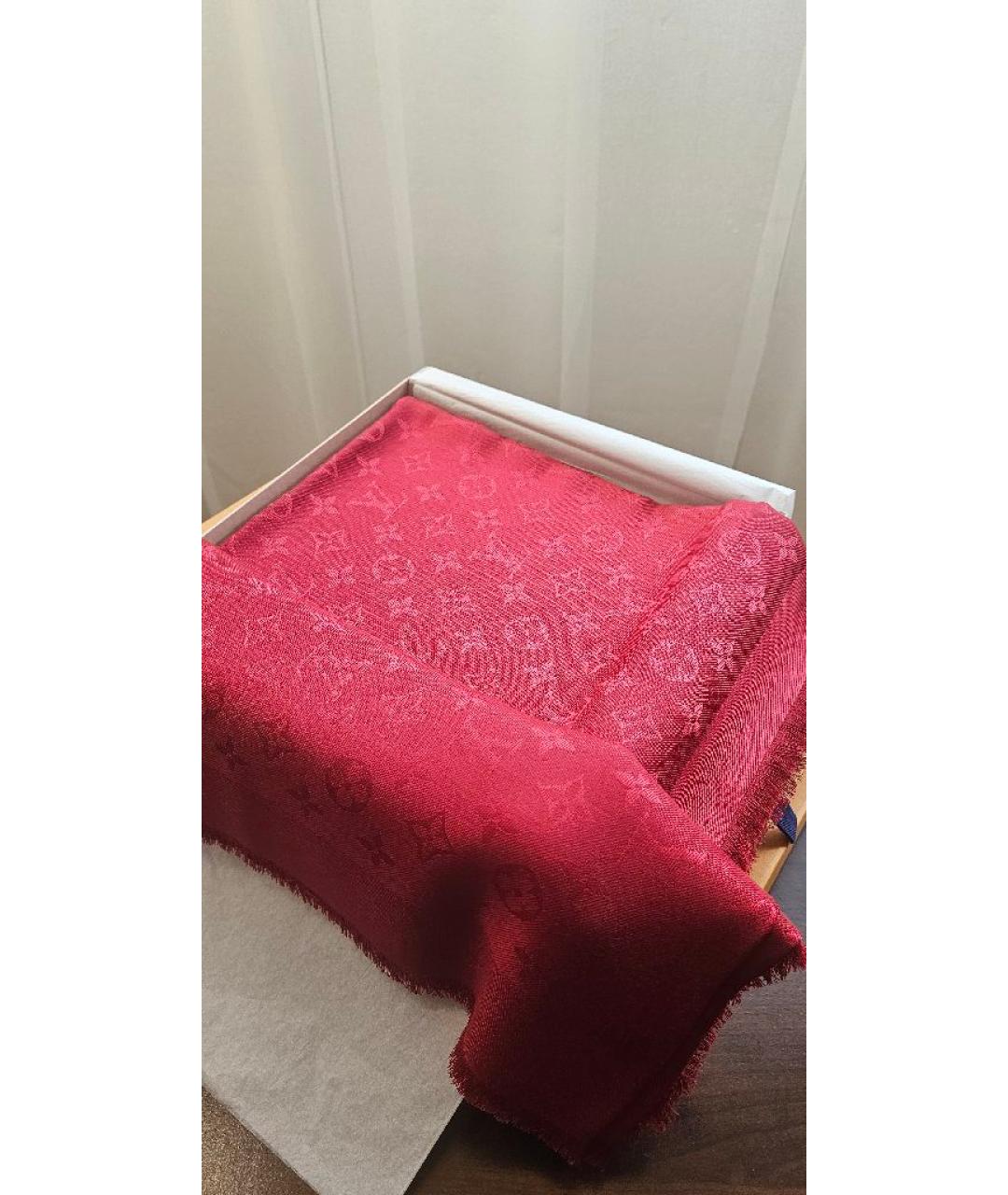 LOUIS VUITTON Красный шерстяной платок, фото 6
