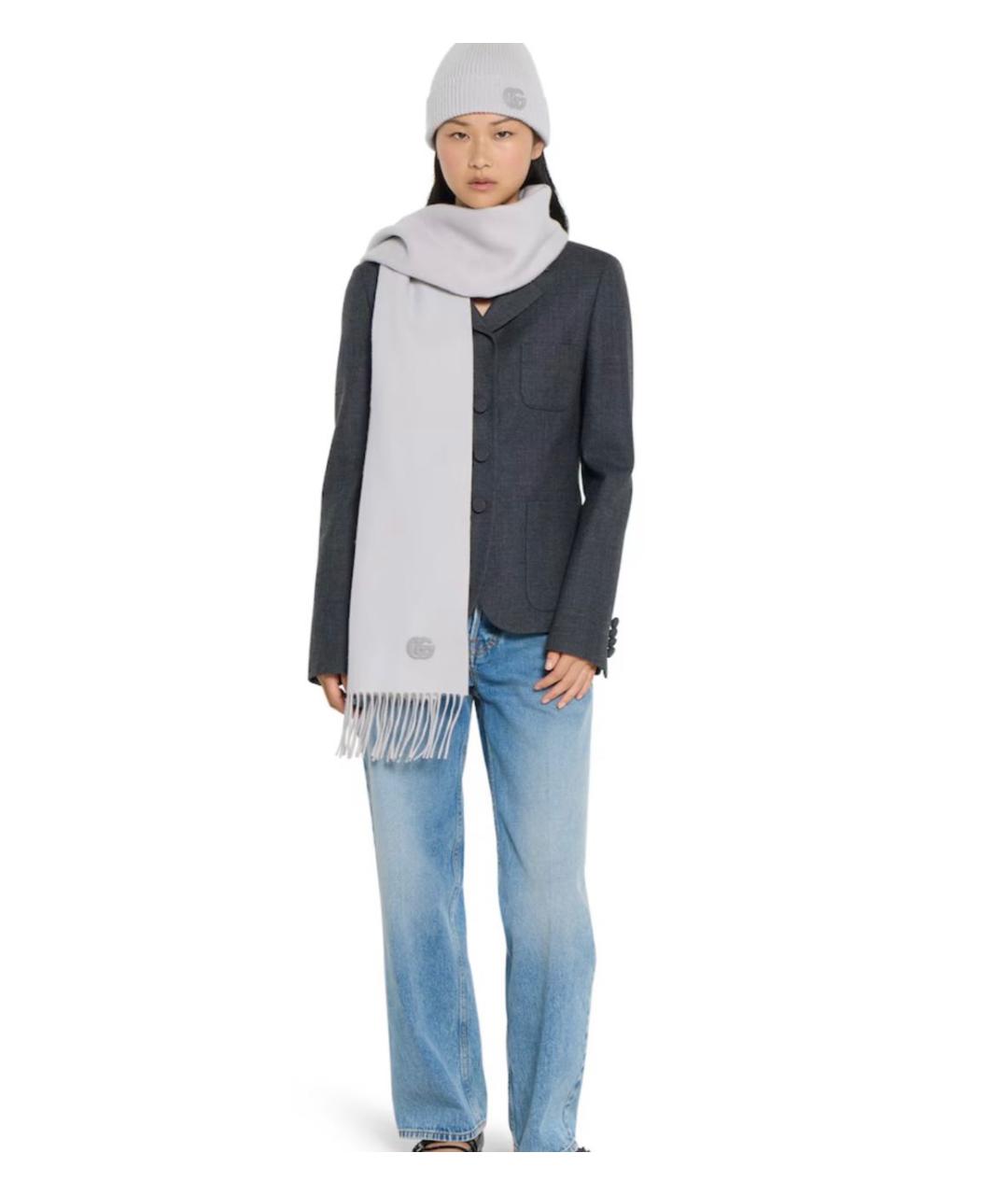 GUCCI Серый кашемировый шарф, фото 3