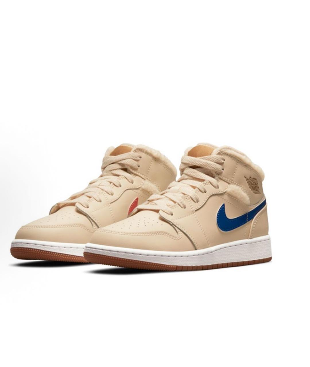 JORDAN Бежевые кожаные кроссовки, фото 2