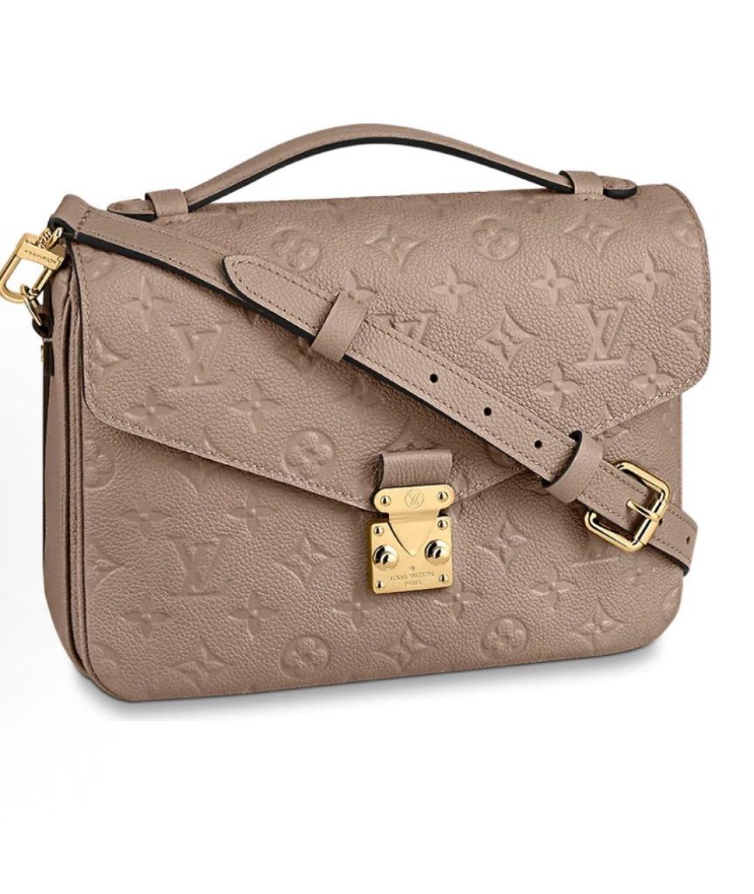 LOUIS VUITTON Бежевая кожаная сумка с короткими ручками, фото 4