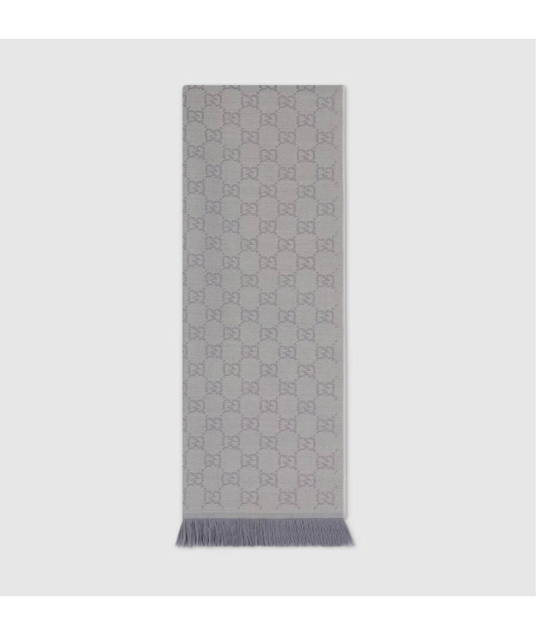 GUCCI Серый шерстяной шарф, фото 4
