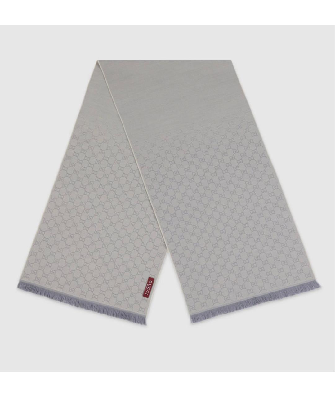 GUCCI Серый шерстяной шарф, фото 2