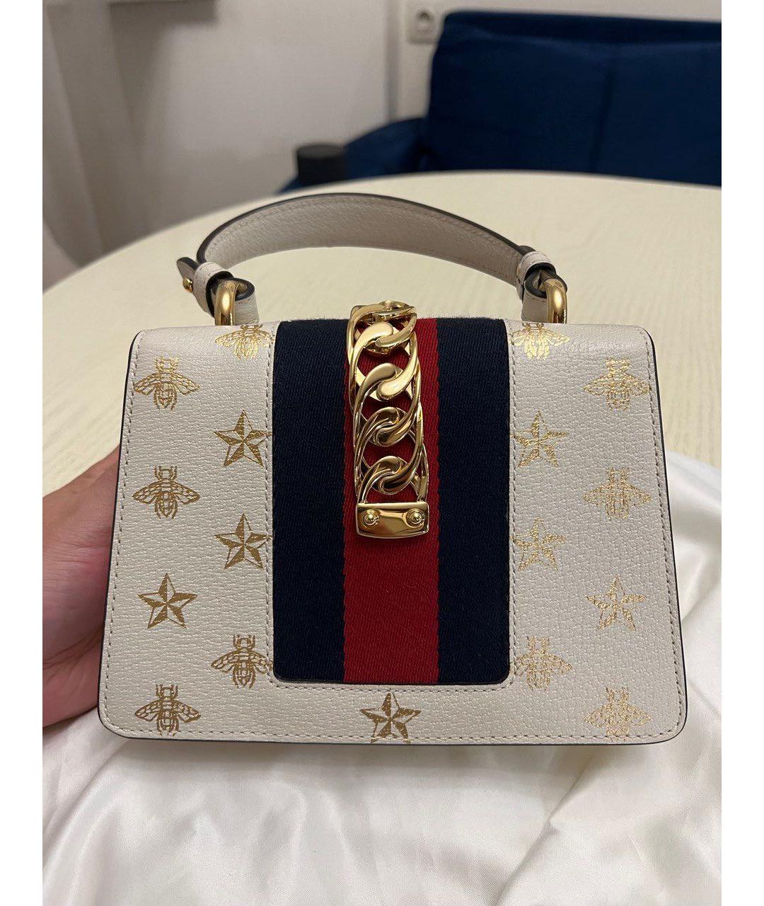 GUCCI Белая кожаная сумка с короткими ручками, фото 3