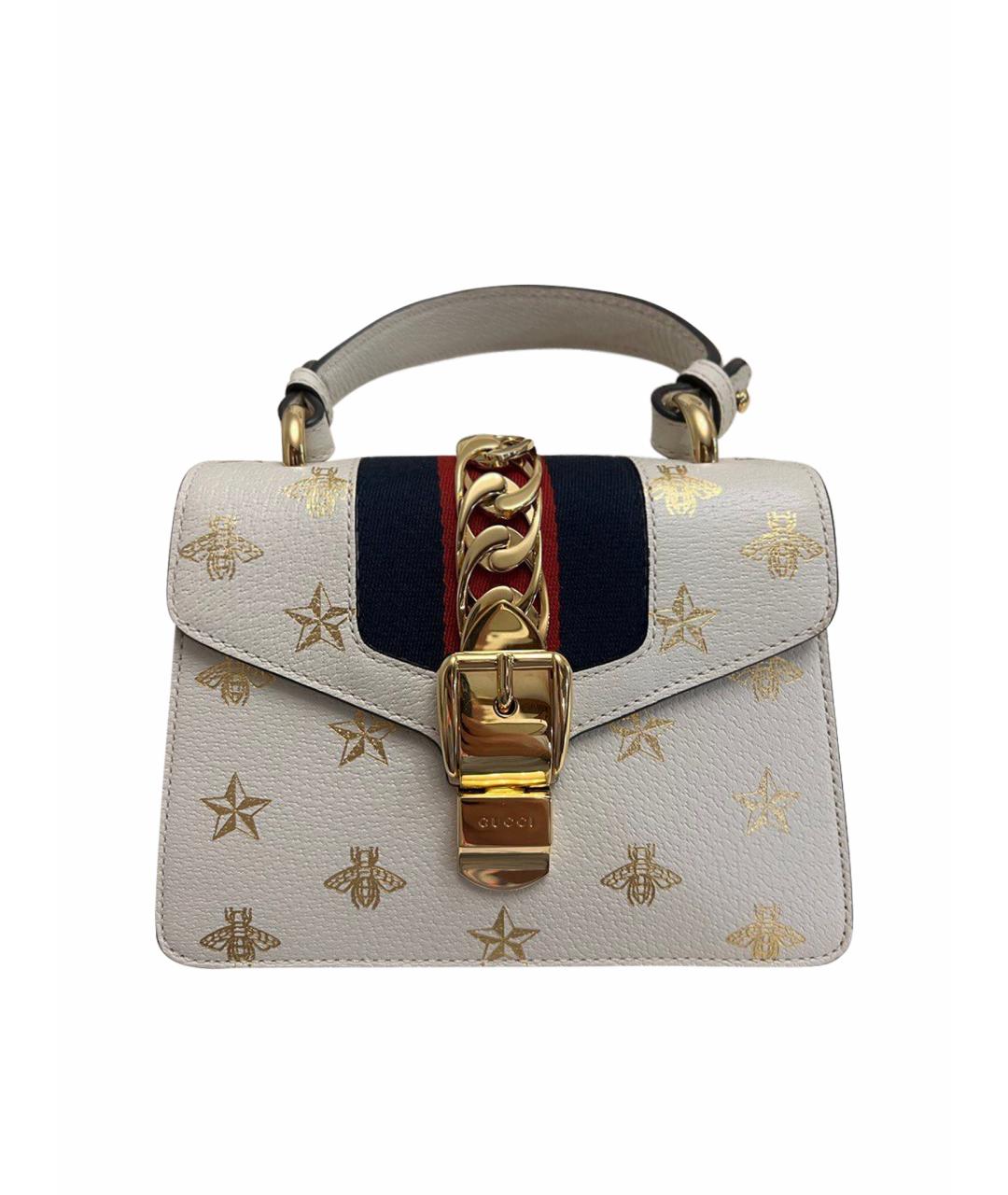 GUCCI Белая кожаная сумка с короткими ручками, фото 1