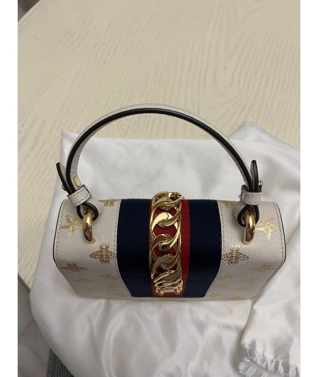 GUCCI Белая кожаная сумка с короткими ручками, фото 6