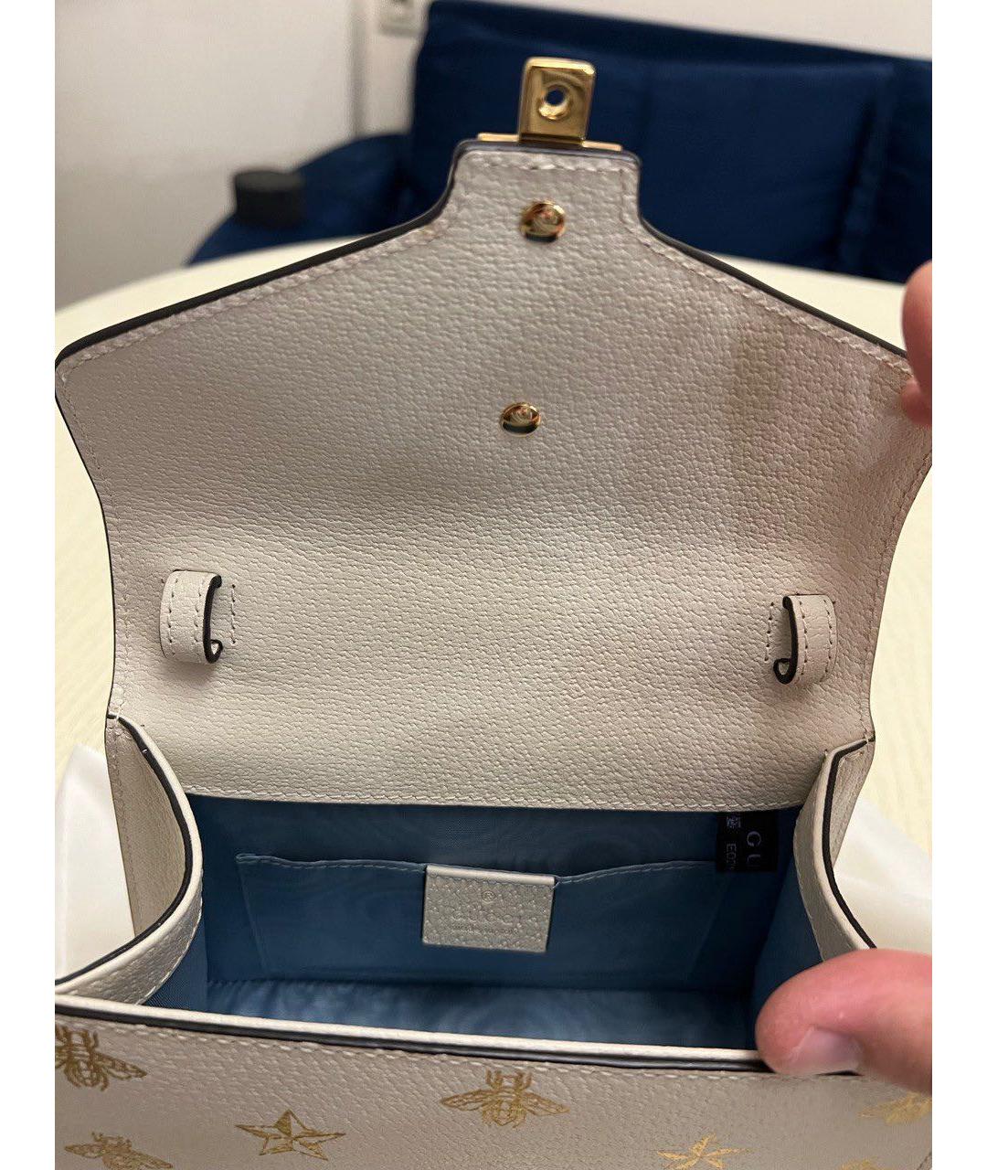 GUCCI Белая кожаная сумка с короткими ручками, фото 4