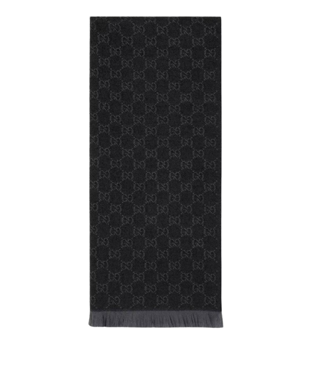 GUCCI Черный шерстяной шарф, фото 1