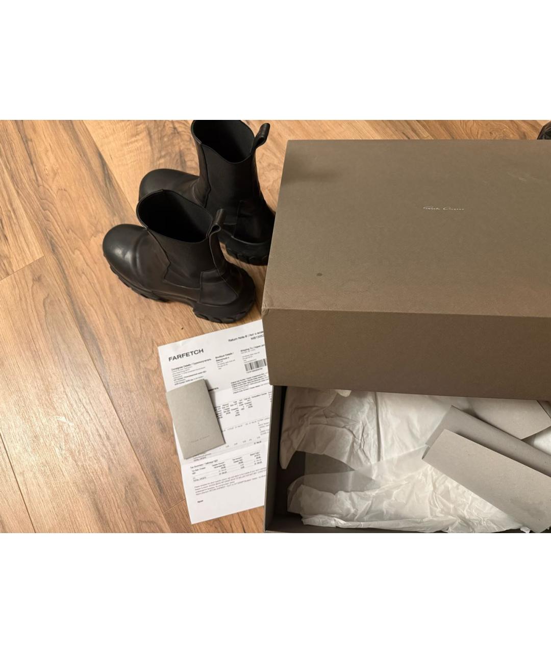 RICK OWENS Черные кожаные ботинки, фото 5