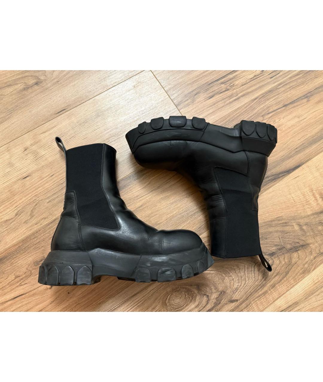 RICK OWENS Черные кожаные ботинки, фото 9