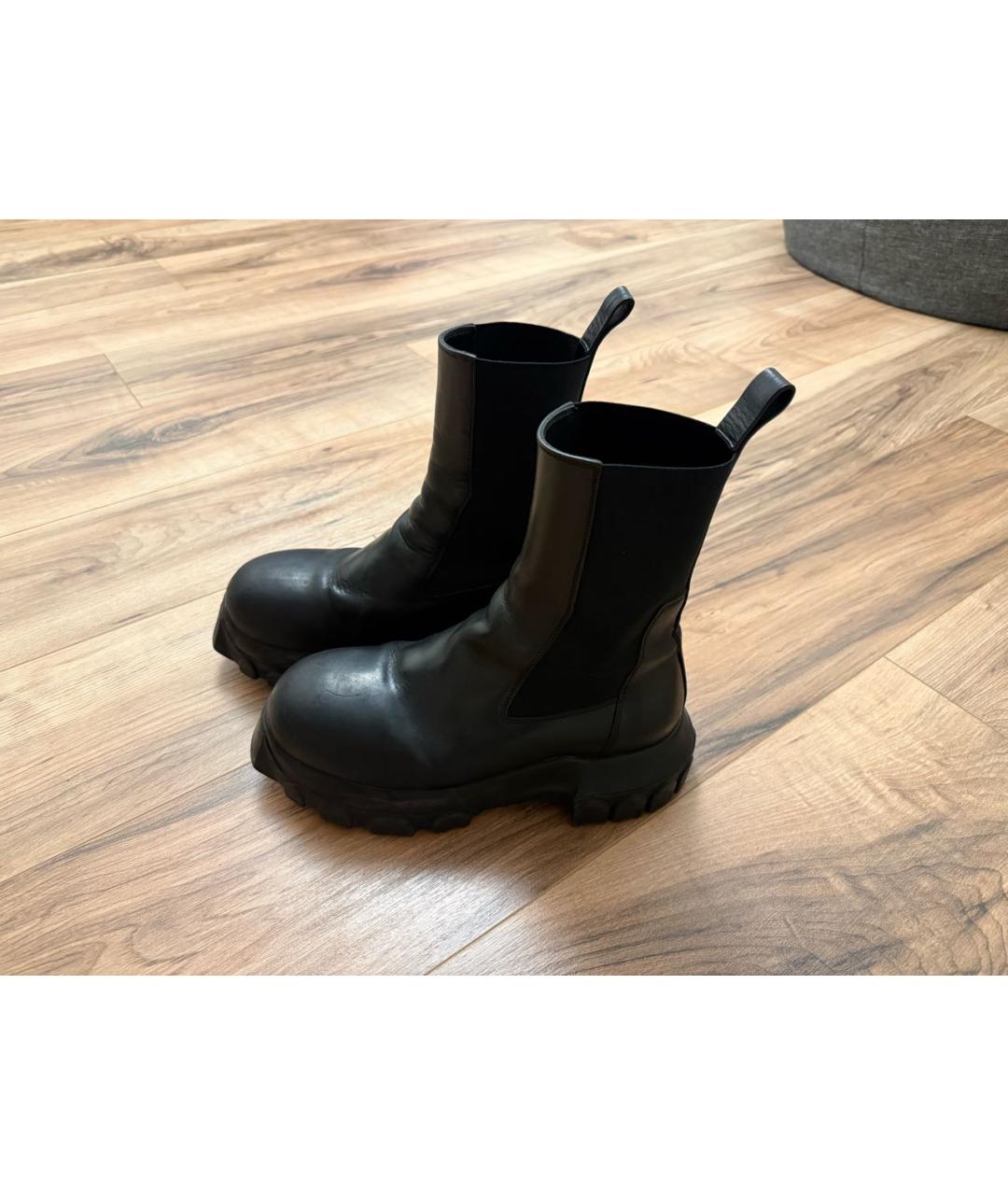 RICK OWENS Черные кожаные ботинки, фото 2