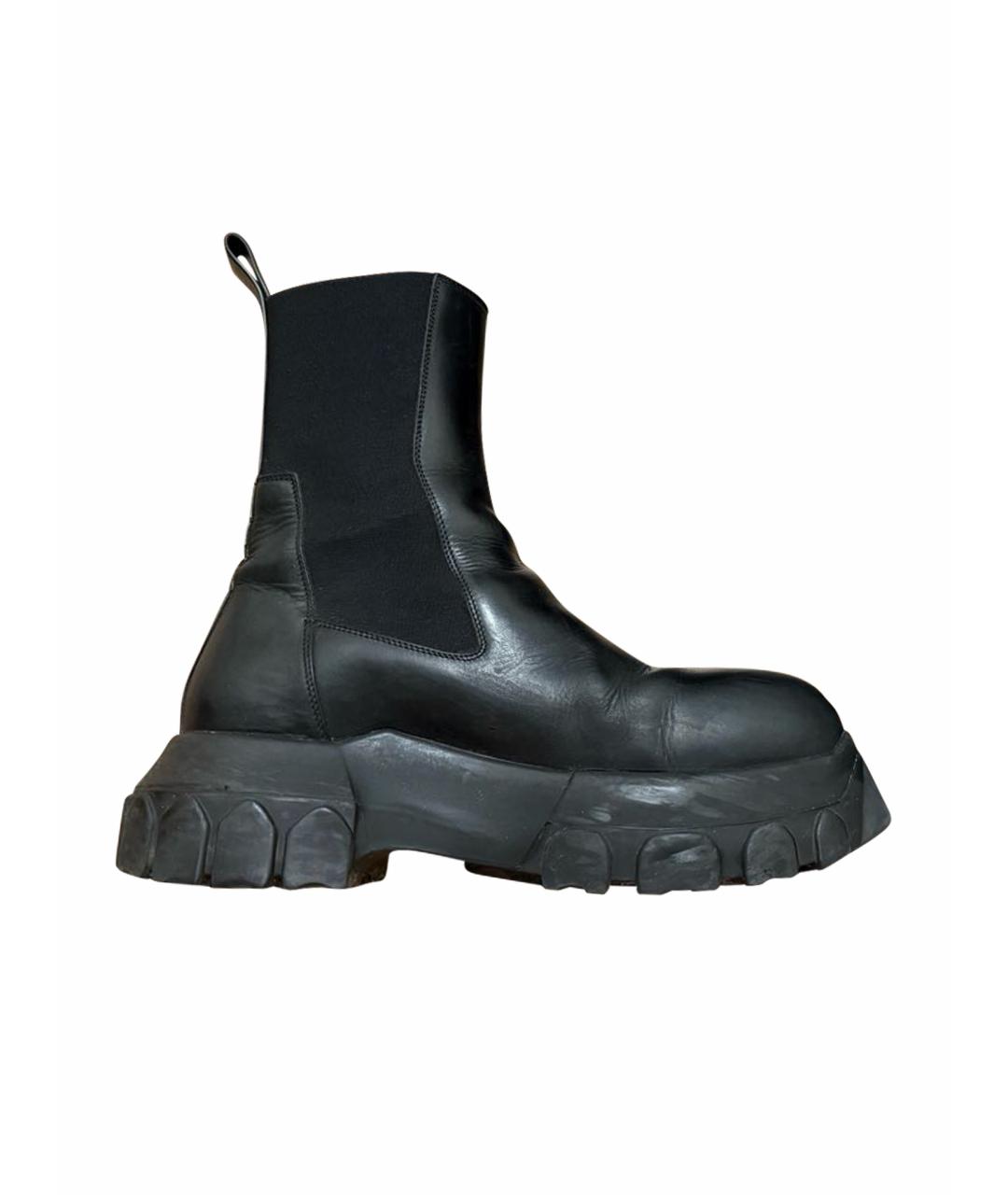 RICK OWENS Черные кожаные ботинки, фото 1