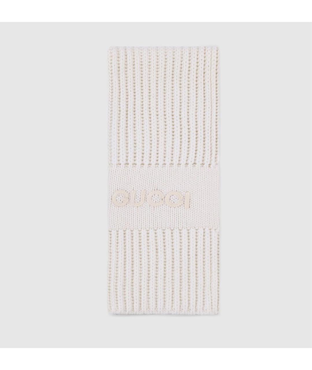 GUCCI Белый шерстяной шарф, фото 3