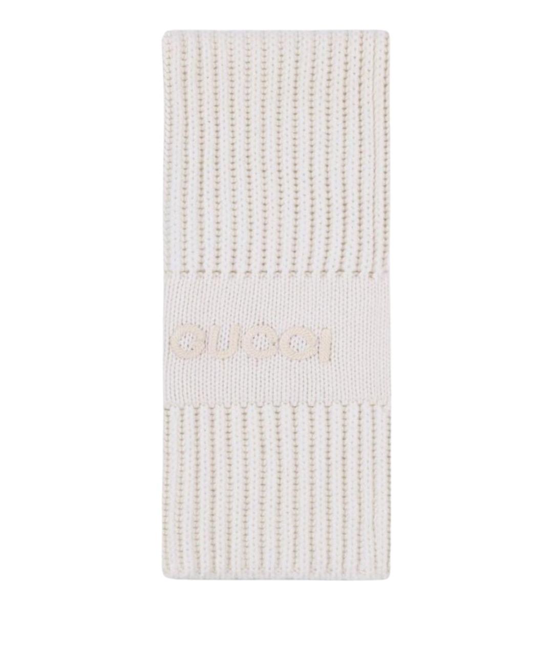 GUCCI Белый шерстяной шарф, фото 1