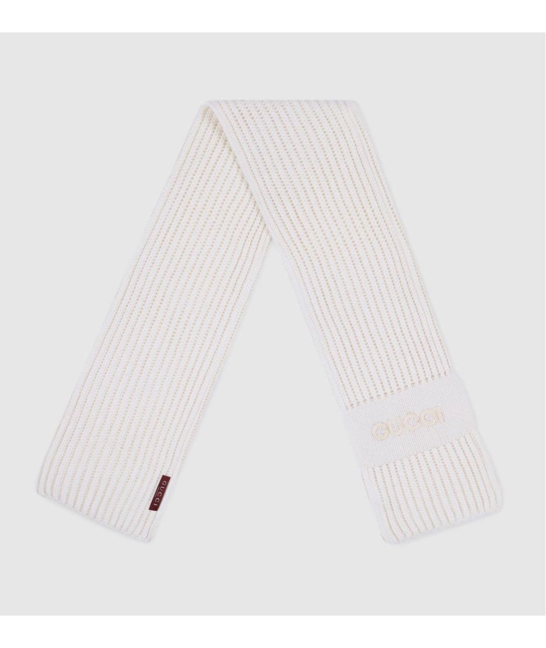 GUCCI Белый шерстяной шарф, фото 2