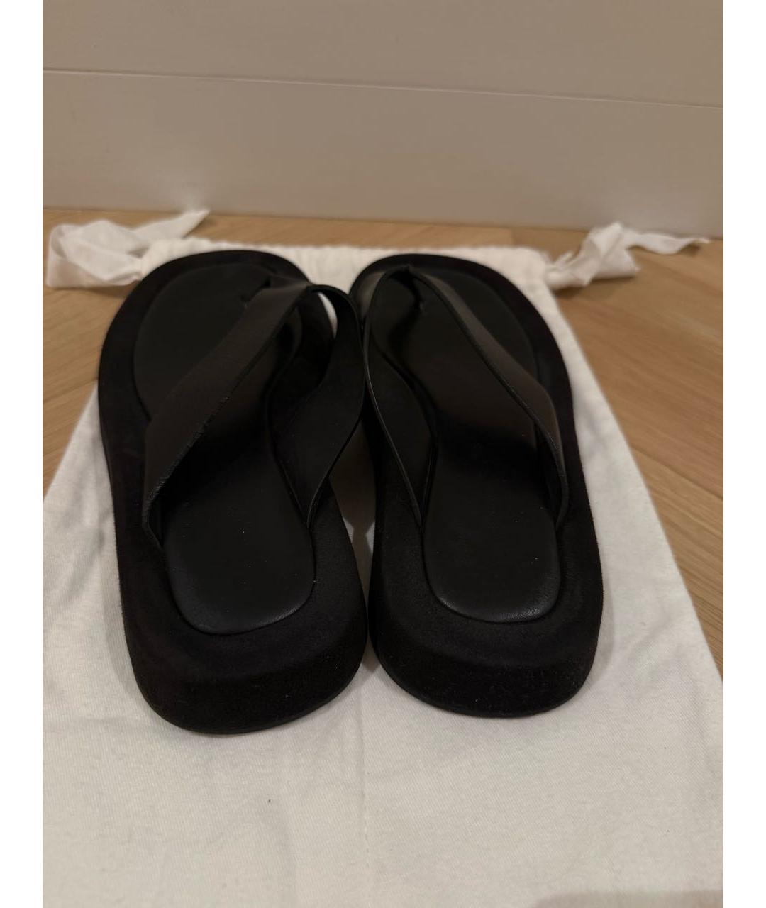 THE ROW Черные кожаные шлепанцы, фото 5