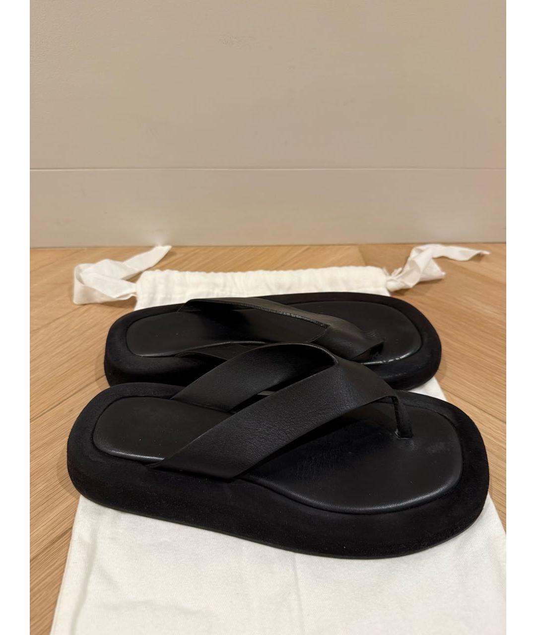 THE ROW Черные кожаные шлепанцы, фото 3