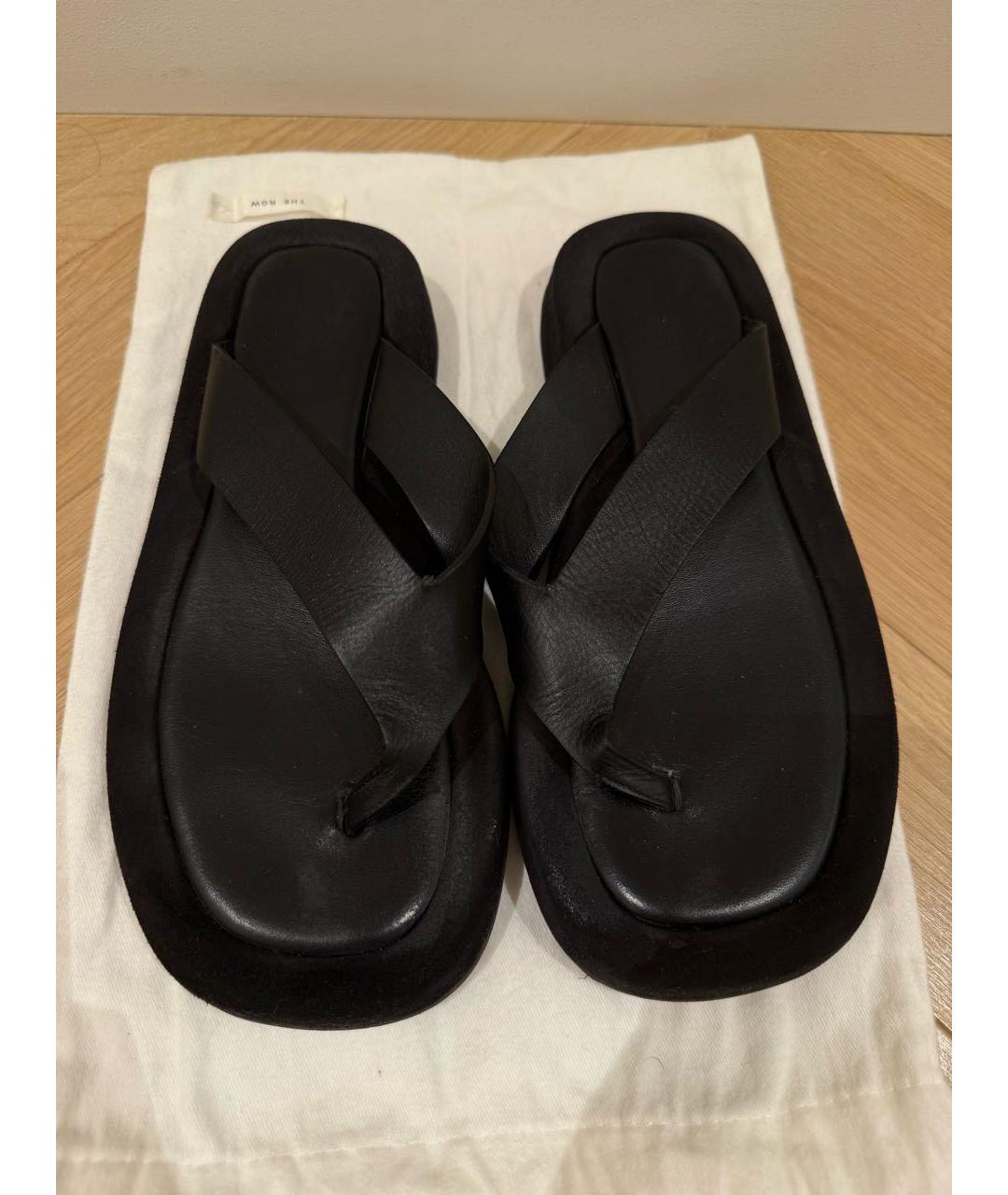 THE ROW Черные кожаные шлепанцы, фото 2