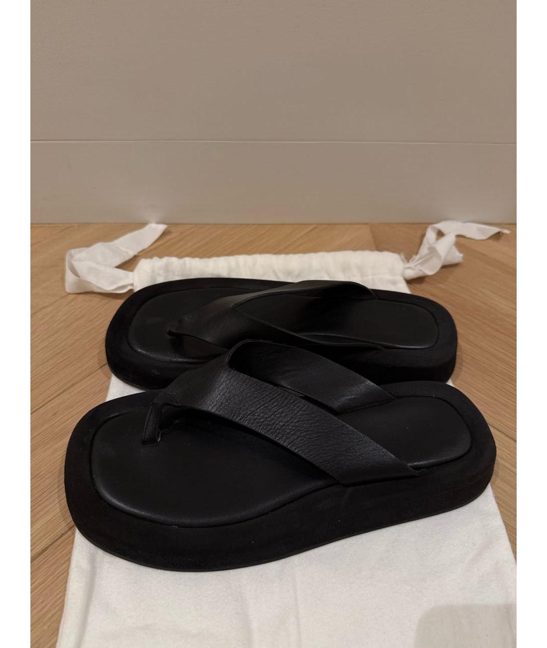 THE ROW Черные кожаные шлепанцы, фото 4