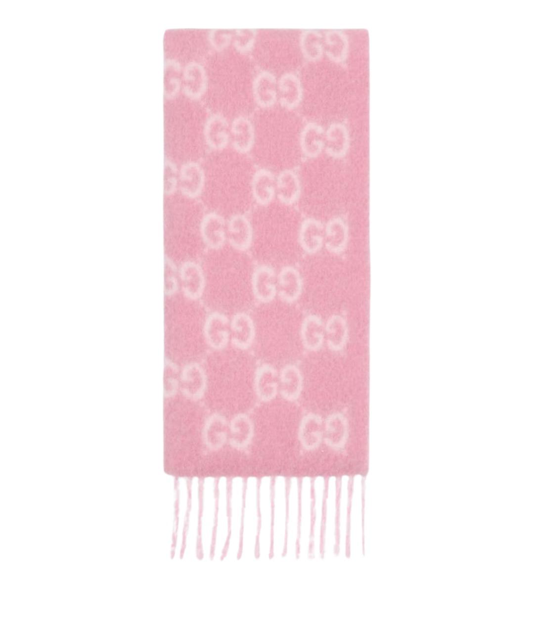 GUCCI Розовый шерстяной шарф, фото 1