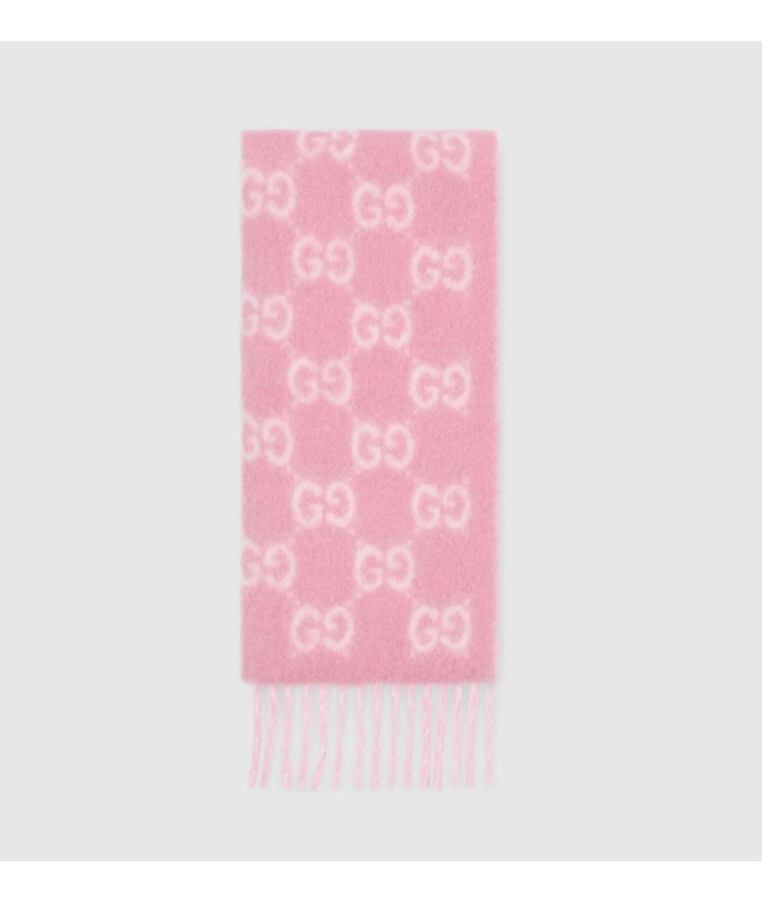 GUCCI Розовый шерстяной шарф, фото 5