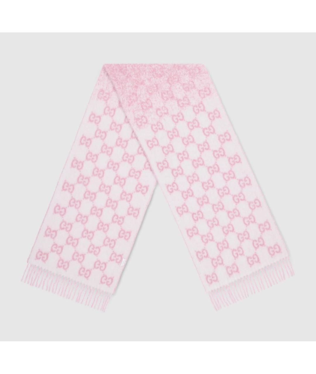 GUCCI Розовый шерстяной шарф, фото 4