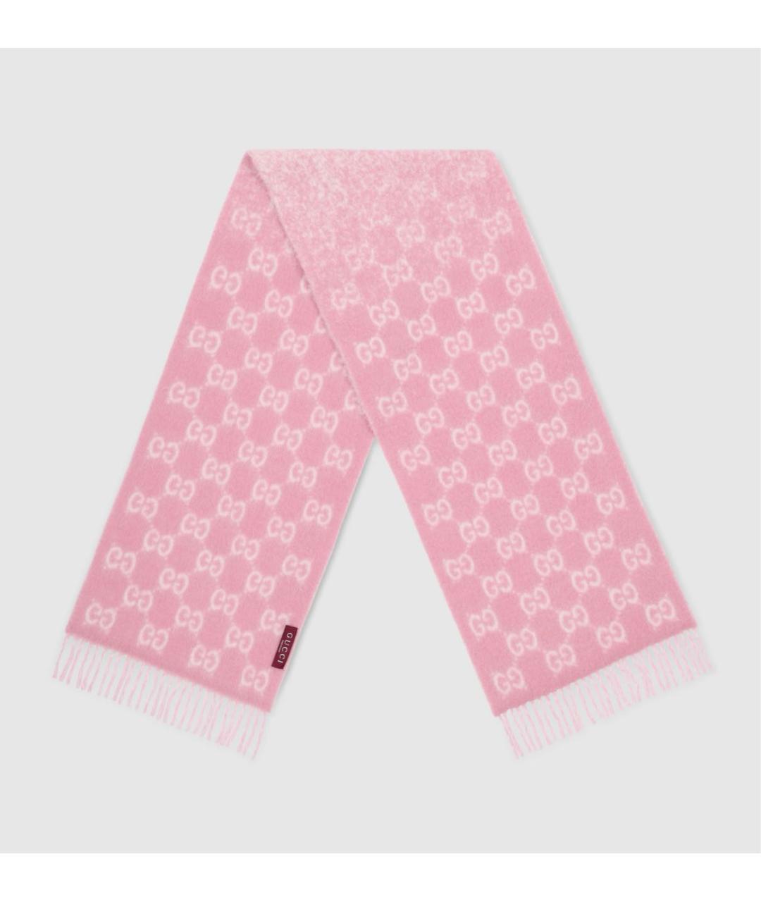 GUCCI Розовый шерстяной шарф, фото 2
