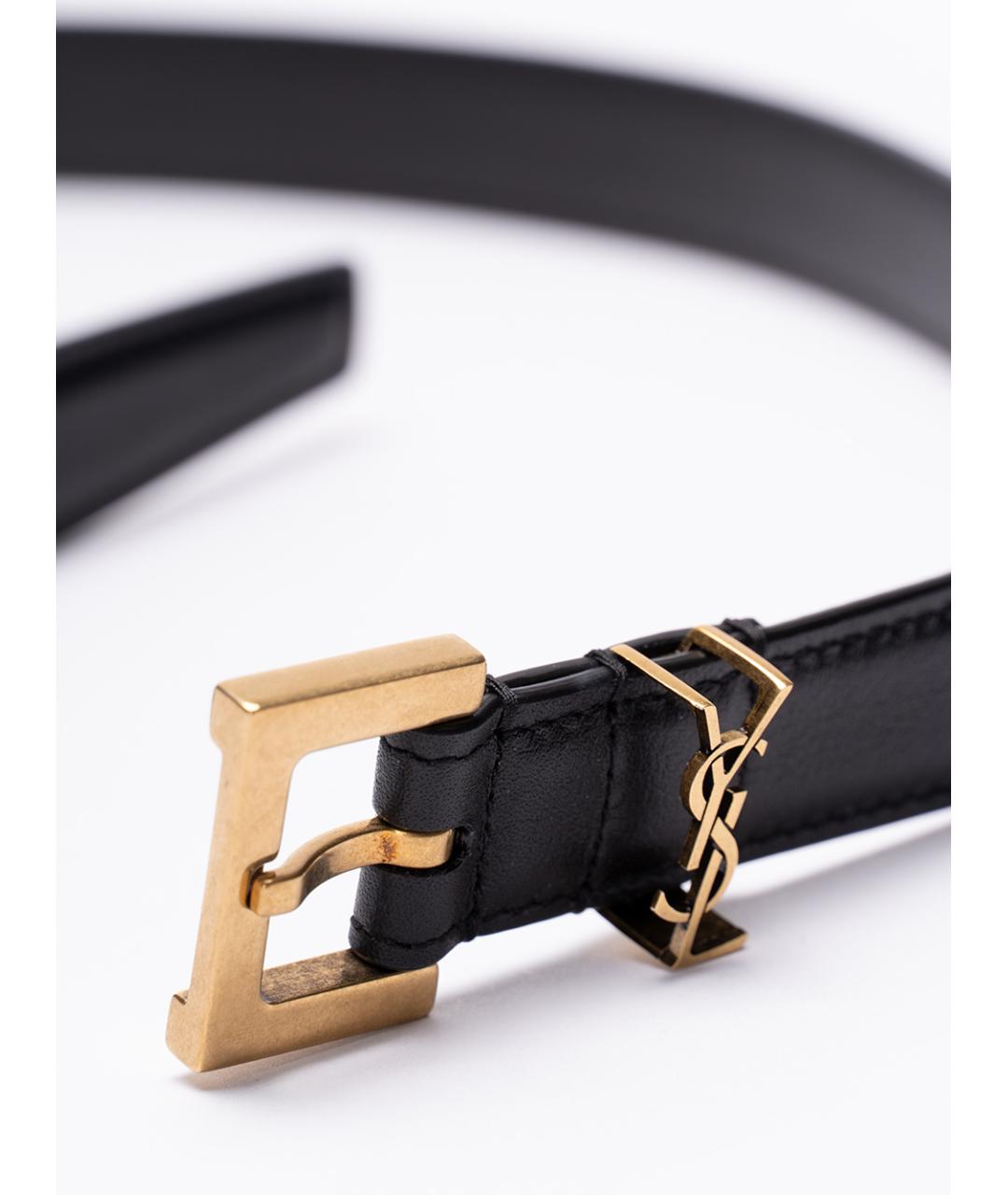 SAINT LAURENT Черный кожаный ремень, фото 2