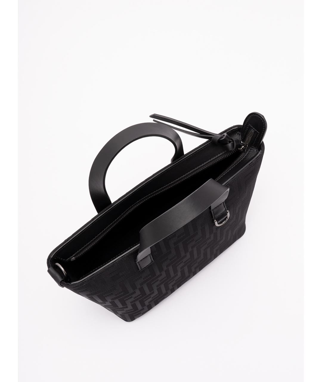 FENDI Черная жаккардовая сумка тоут, фото 6