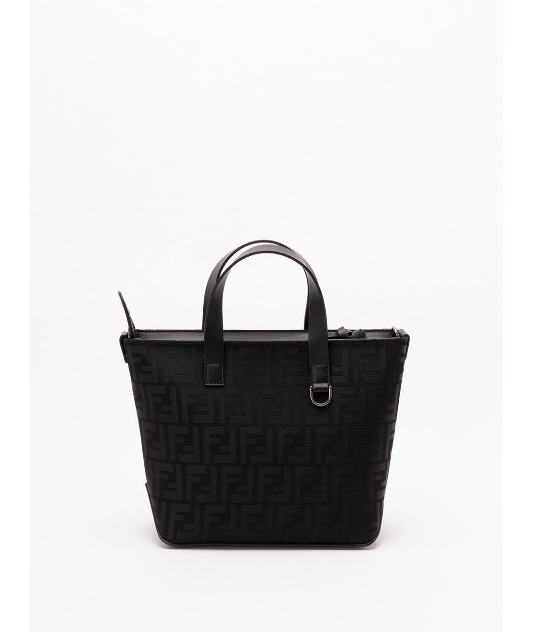 FENDI Черная жаккардовая сумка тоут, фото 2