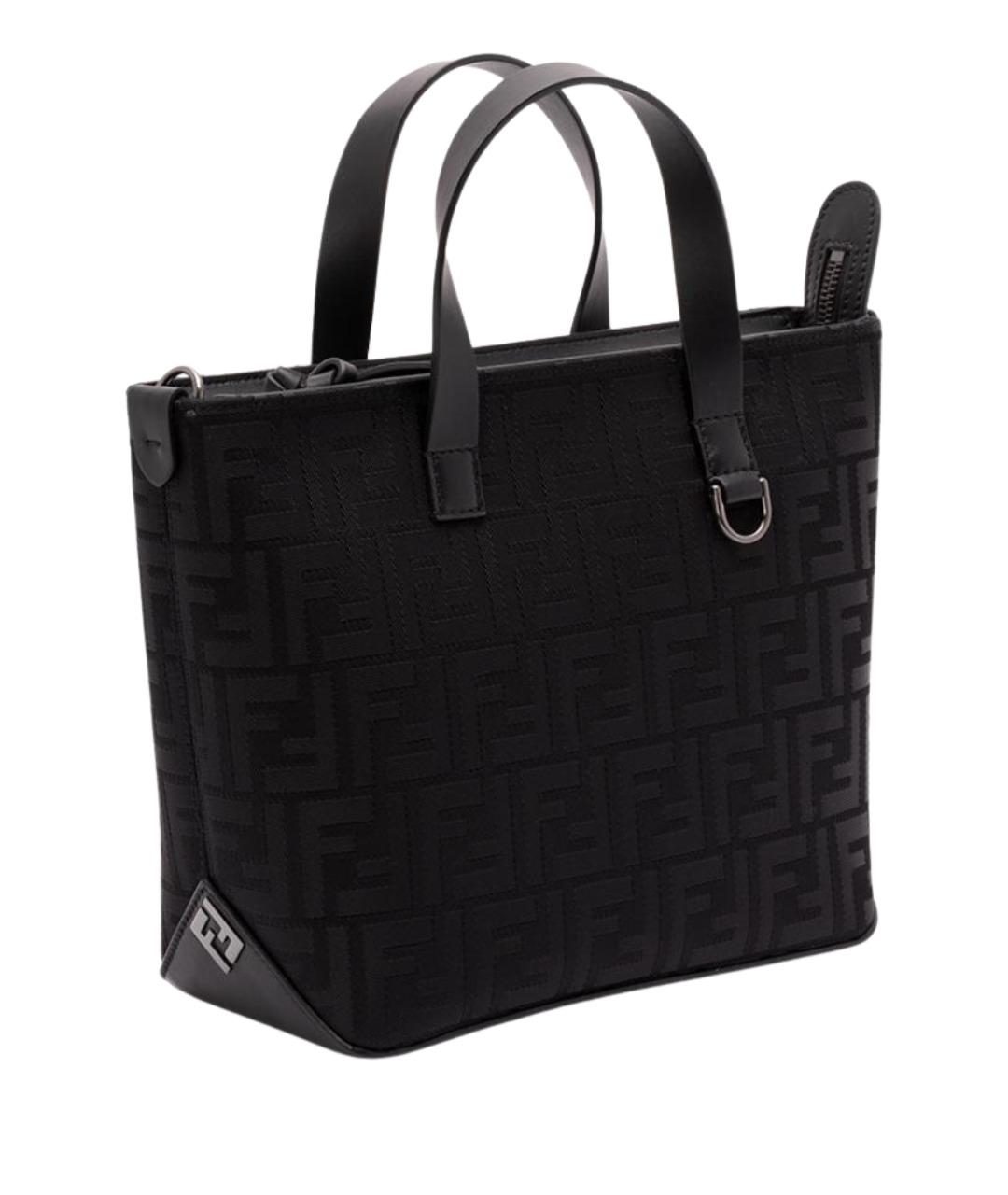 FENDI Черная жаккардовая сумка тоут, фото 2