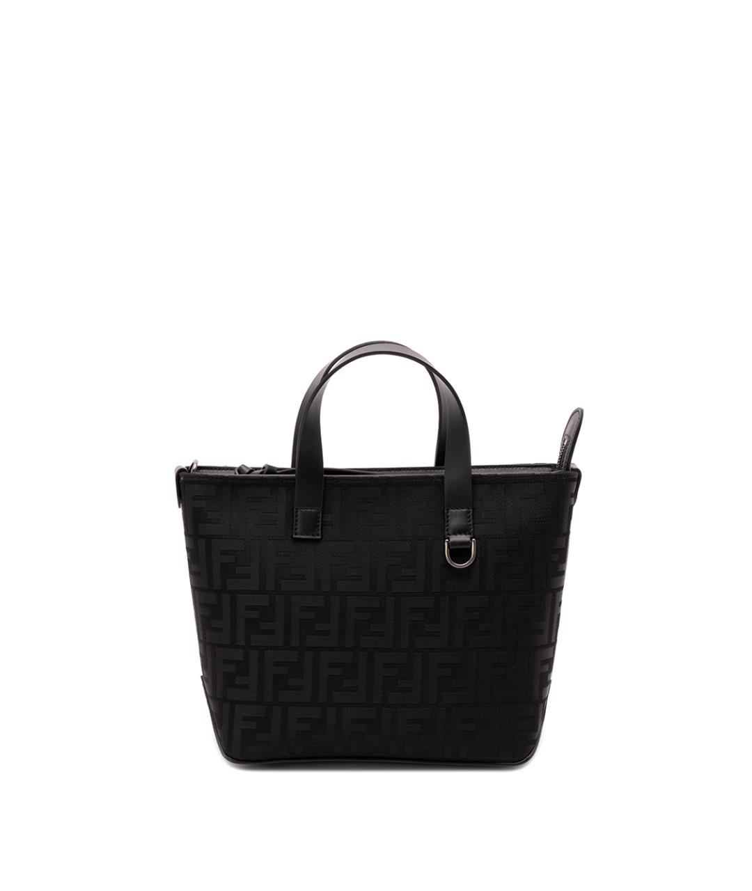 FENDI Черная жаккардовая сумка тоут, фото 1