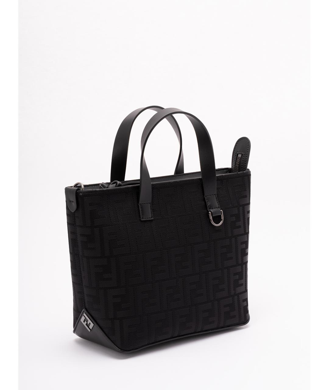 FENDI Черная жаккардовая сумка тоут, фото 3