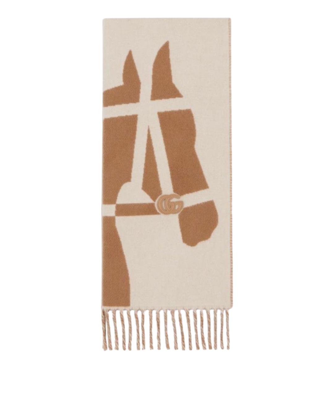 GUCCI Бежевый шерстяной шарф, фото 1