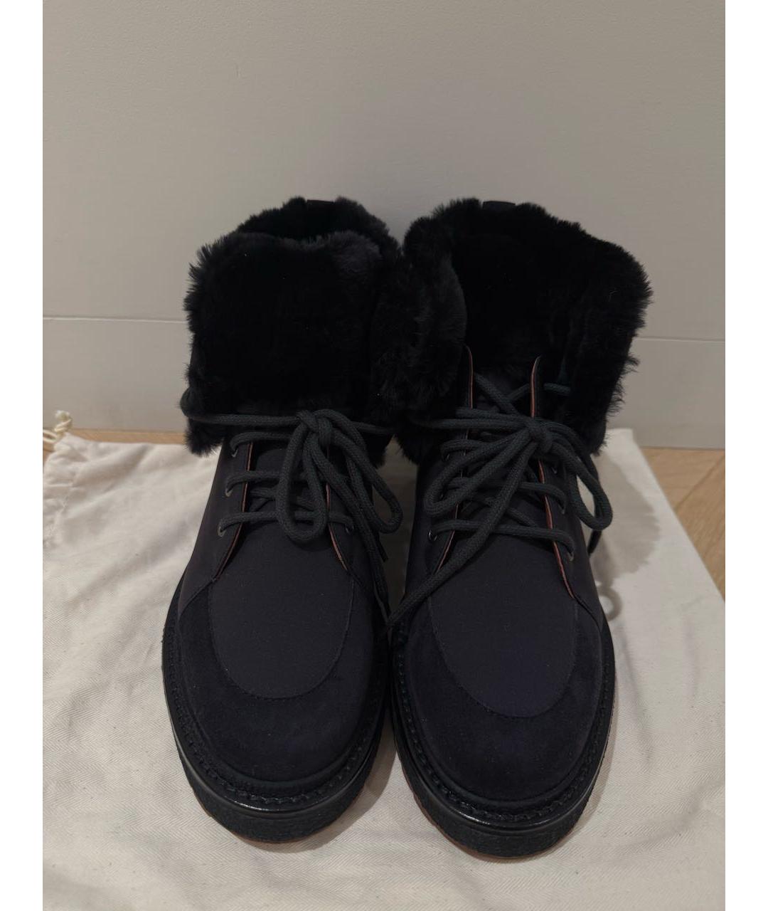 LORO PIANA Черные замшевые ботинки, фото 5