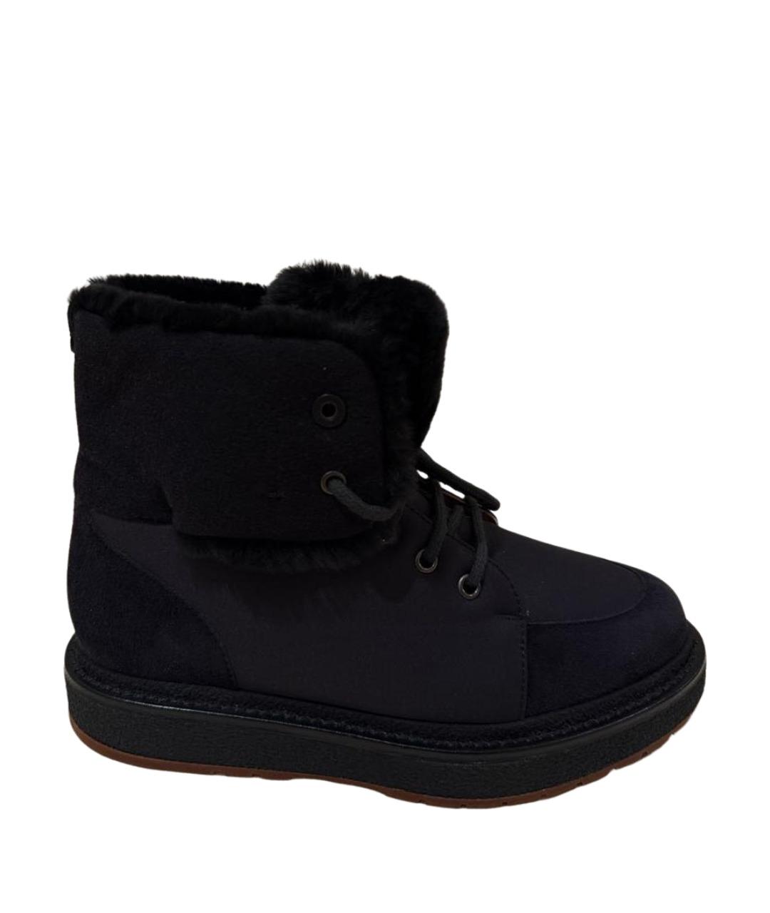 LORO PIANA Черные замшевые ботинки, фото 1