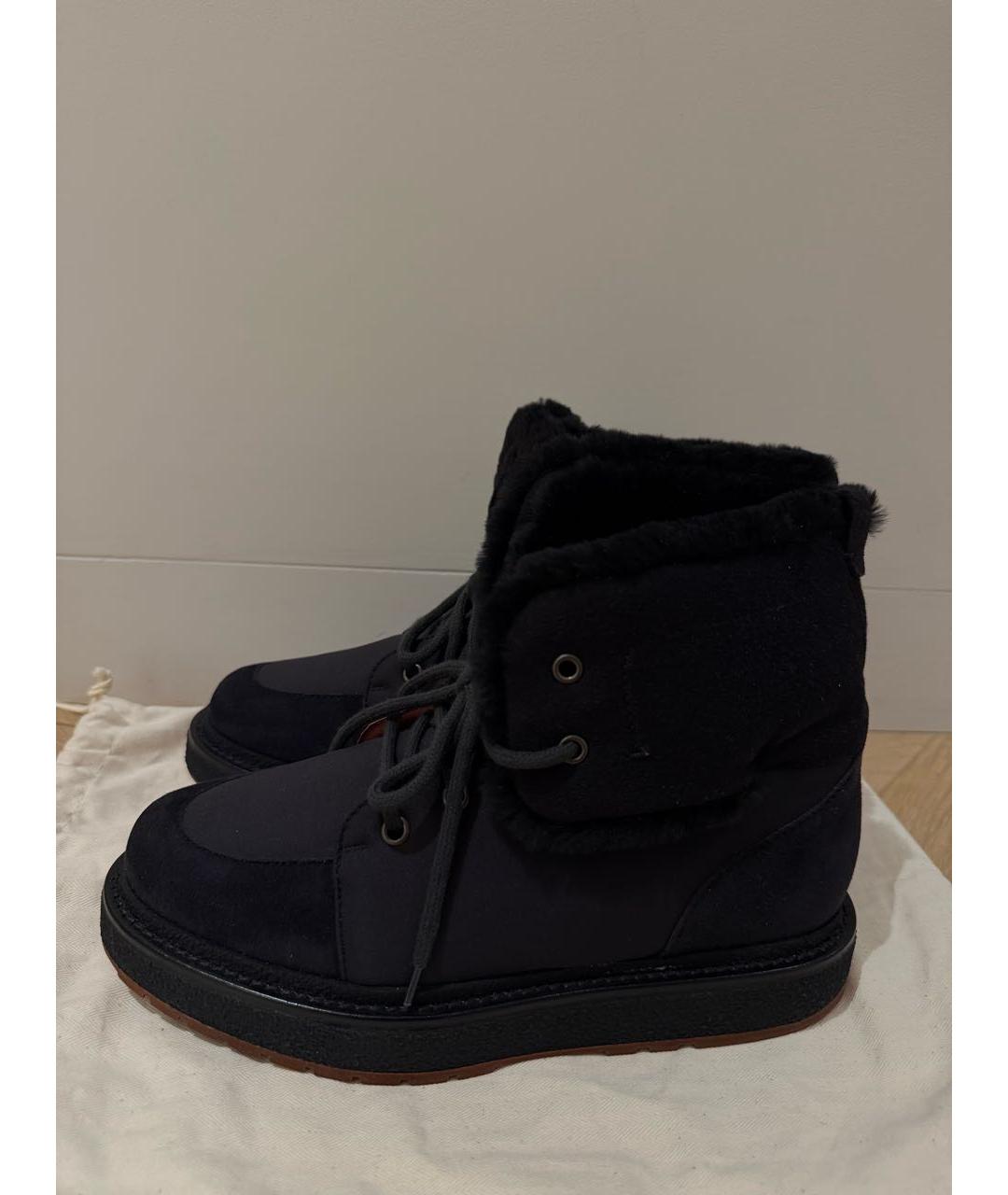 LORO PIANA Черные замшевые ботинки, фото 3