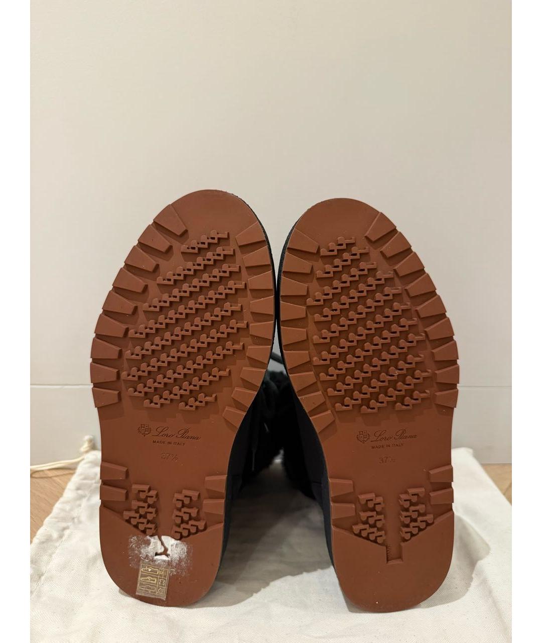 LORO PIANA Черные замшевые ботинки, фото 2